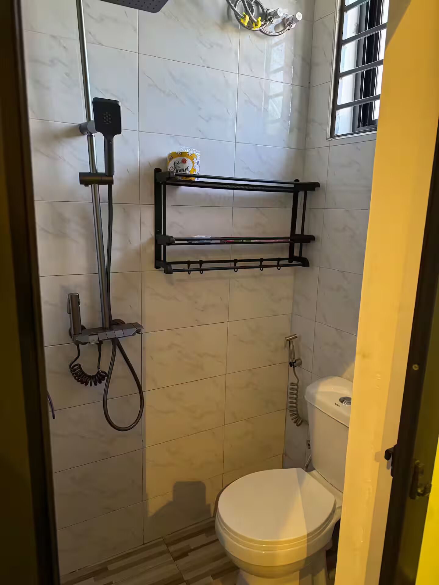 Shower, bidet, soap