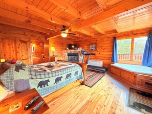 3 bedrooms, iron/ironing board, WiFi, bed sheets - Luxury Cabin Chalet-Stunning Smoky Mountain View! HotTub, 4 fireplaces, Sleeps 6 (Sevierville)