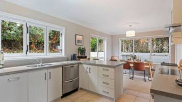 Fridge, microwave, dishwasher, coffee/tea maker