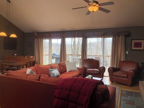 Smart TV, fireplace, video games, foosball