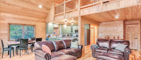 Smart TV, fireplace, DVD player, books