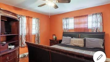 4 habitaciones, tabla de planchar con plancha, internet y ropa de cama