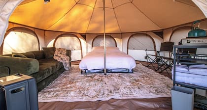 Rustic glamping hideaway—Animas River views, quiet woods, close to it all.