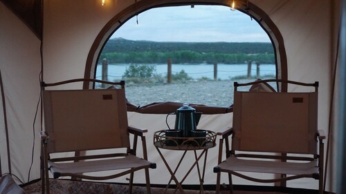 Rustic glamping hideaway—Animas River views, quiet woods, close to it all.