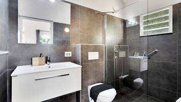 Dusche, Handtücher, Seife, Toilettenpapier