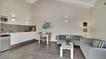 Apartment, 1 King Bed, Air conditioning | Living area