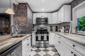 Fridge, microwave, oven, stovetop - Witchy Hideaway Cottage; Close to Beaches, Salem & Train to Boston (Beverly)