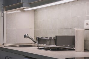 Fridge, microwave, oven, toaster