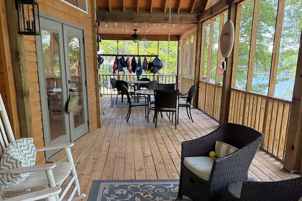 Large screened porch overlooking beautiful Lake Martin.
