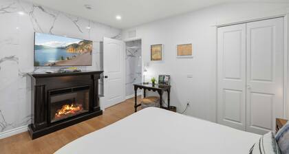 Modern 1BR Suite Kitchen, Fireplace, Laundry, BBQ