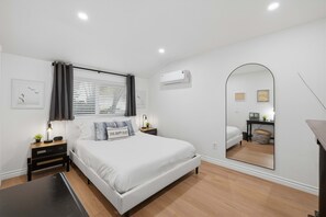 1 bedroom, desk, iron/ironing board, travel cot