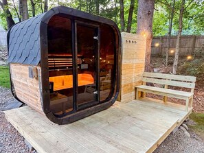 Terrace/patio - SaunaHaus | Log Cabin + Private Sauna by the Brook (Lincoln)