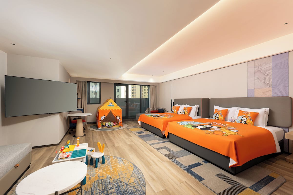 2 King Standard Sofa Bed Kids Theme | Premium bedding, down comforters, desk, laptop workspace