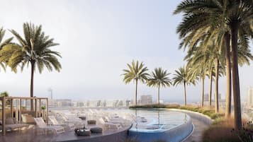 3 outdoor pools, open 7:00 AM to 7:00 PM, pool loungers