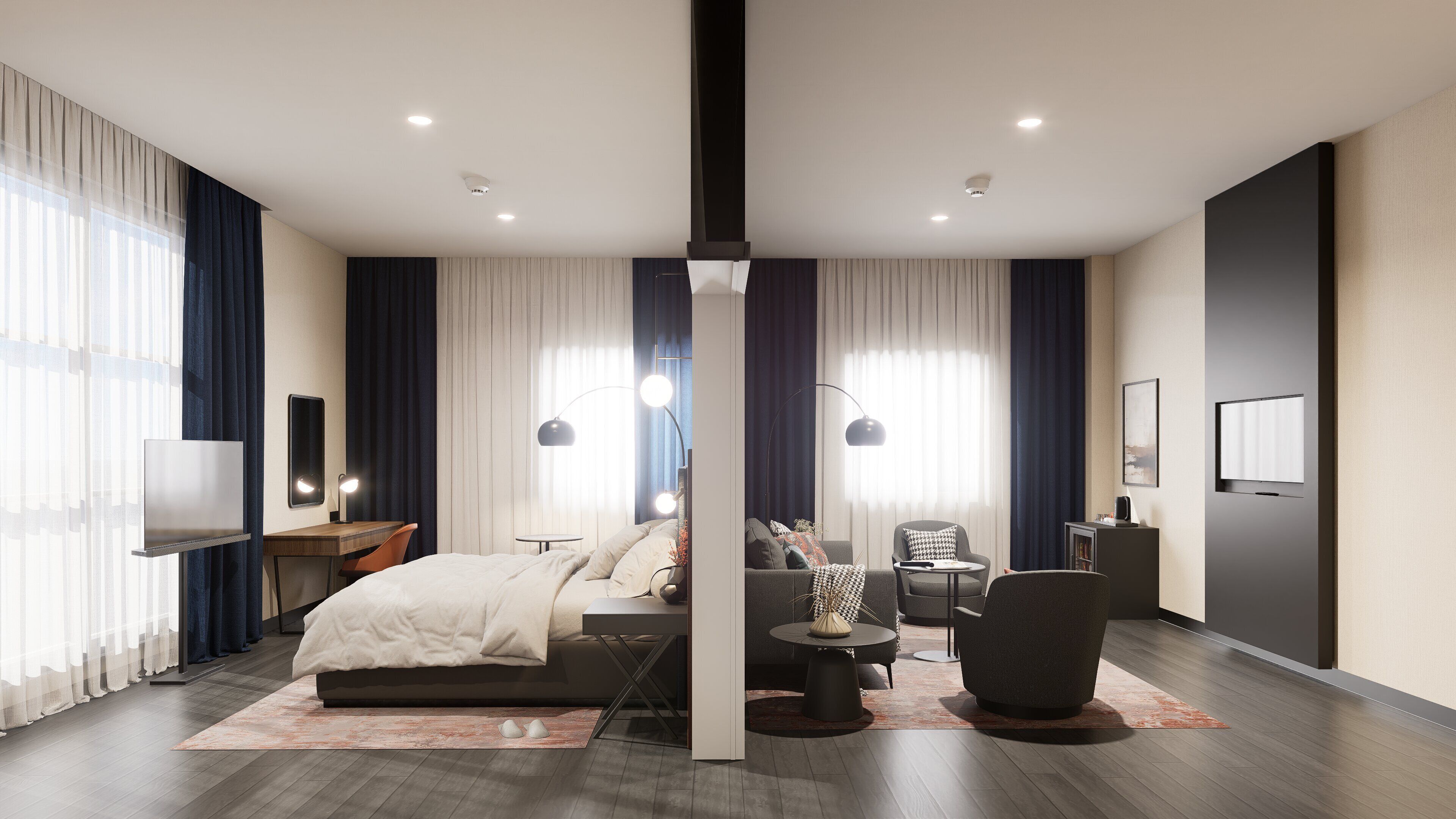 Suite Executive, 1 camera da letto | Biancheria da letto di alta qualità, una cassaforte in camera