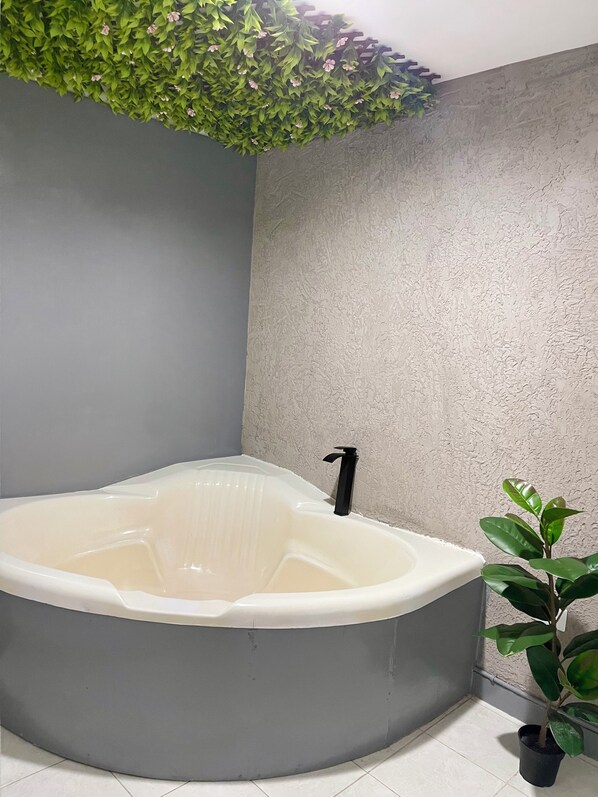 Bidet, towels, soap, shampoo