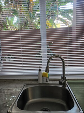 Apartment, Garden View, Ground Floor | Private kitchen | Fridge, microwave, oven, stovetop
