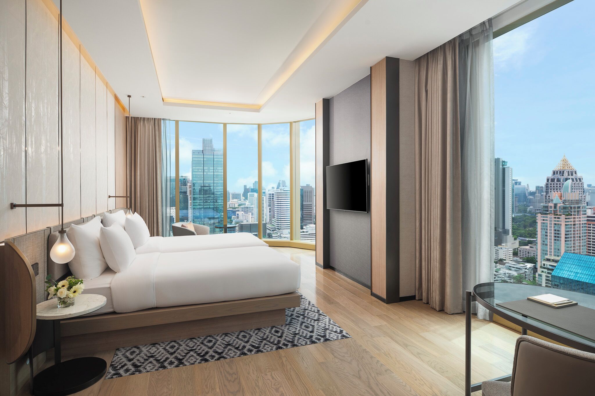 Executive suite, 2 eenpersoonsbedden | Lakens van Egyptisch katoen, luxe beddengoed, een gratis minibar