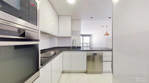 Fridge, microwave, oven, dishwasher