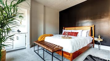 Egyptian cotton sheets, premium bedding, memory-foam beds, free minibar