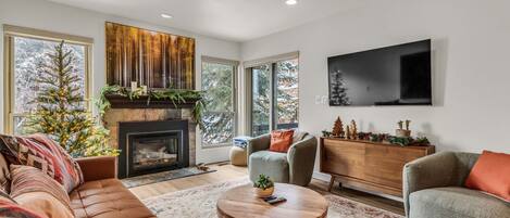 TV, fireplace, offices