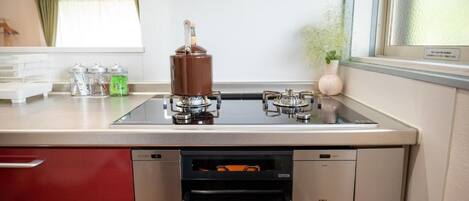 A kitchen with a stove, dishwasher, and cabinets.