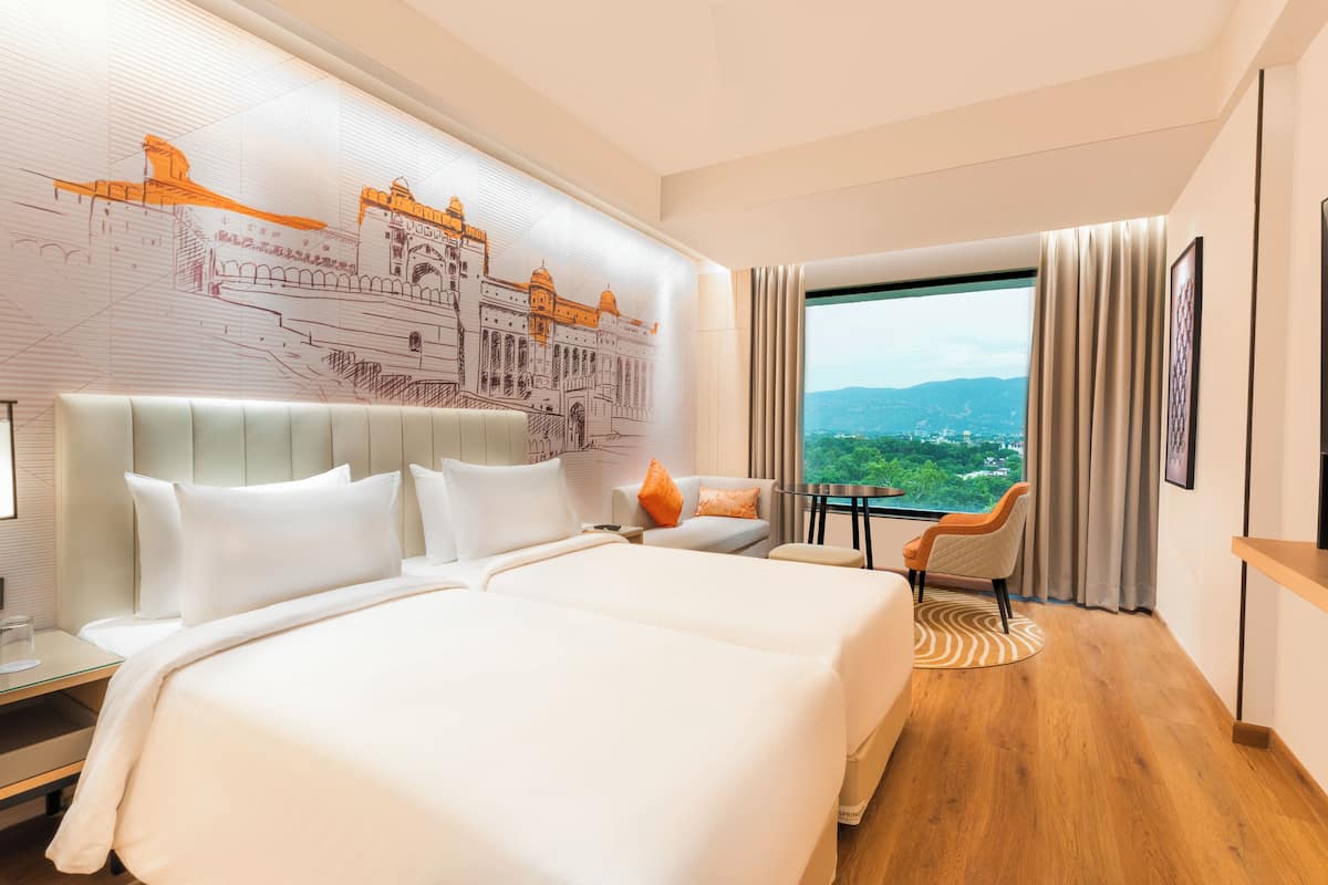 Premium Twin Room, Hill View | Minibar, desk, laptop workspace, blackout drapes