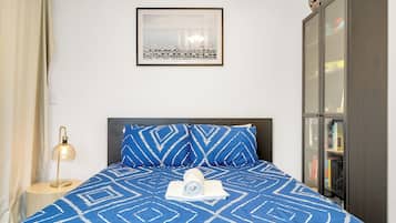 Blackout curtains, iron/ironing board