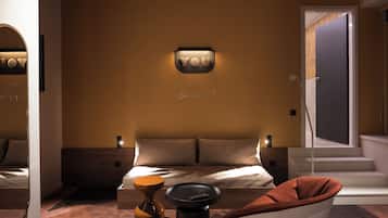 Junior Suite, 2 Double Beds | Living area | 65-inch LED TV with digital channels, Netflix, foosball