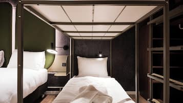 Blackout curtains, free WiFi, bed sheets