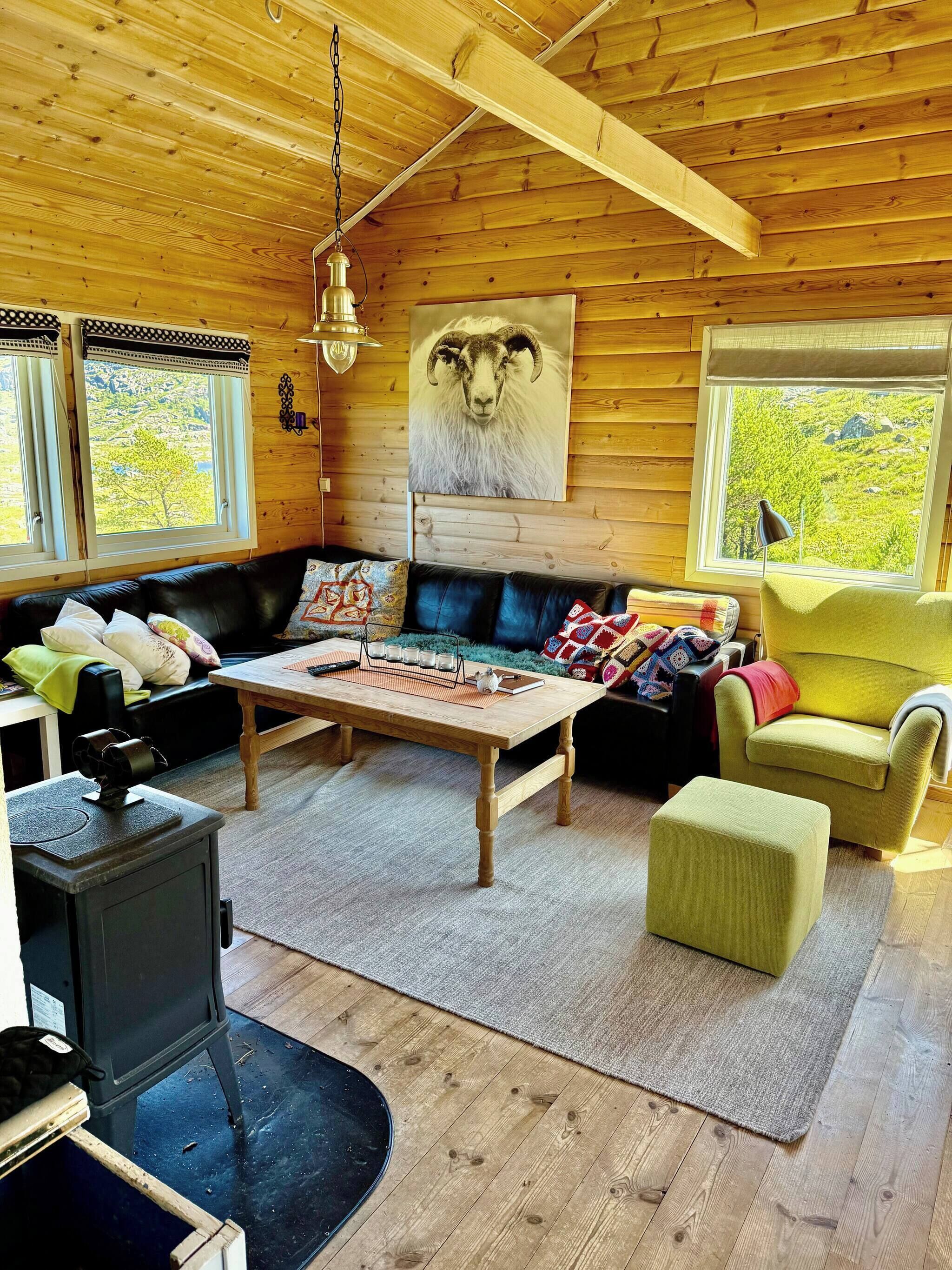 Cabin, 5 Bedrooms, Smoking, Patio | Living room | Books
