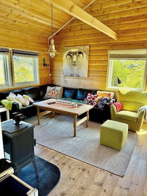 Cabaña, 5 habitaciones, para fumadores, patio | Sala de estar | Libros