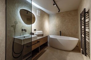 Shower, hair dryer, soap