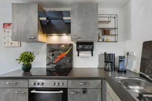 Kühlschrank, Mikrowelle, Ofen, Herdplatte