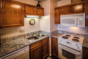 Fridge, microwave, stovetop, dishwasher