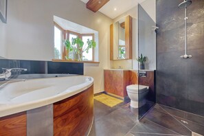 Dusche, Whirlpool, Haartrockner, Handtücher