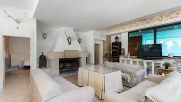 Tv, pejs, dvd-afspiller, bordtennisbord