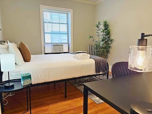 1 bedroom, iron/ironing board, travel cot, bed sheets