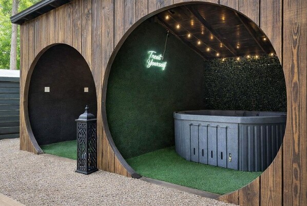 Unclassified image, 1 of 77, button - The Sassafras - Shipping Container, shared Hot Tub (Easley)