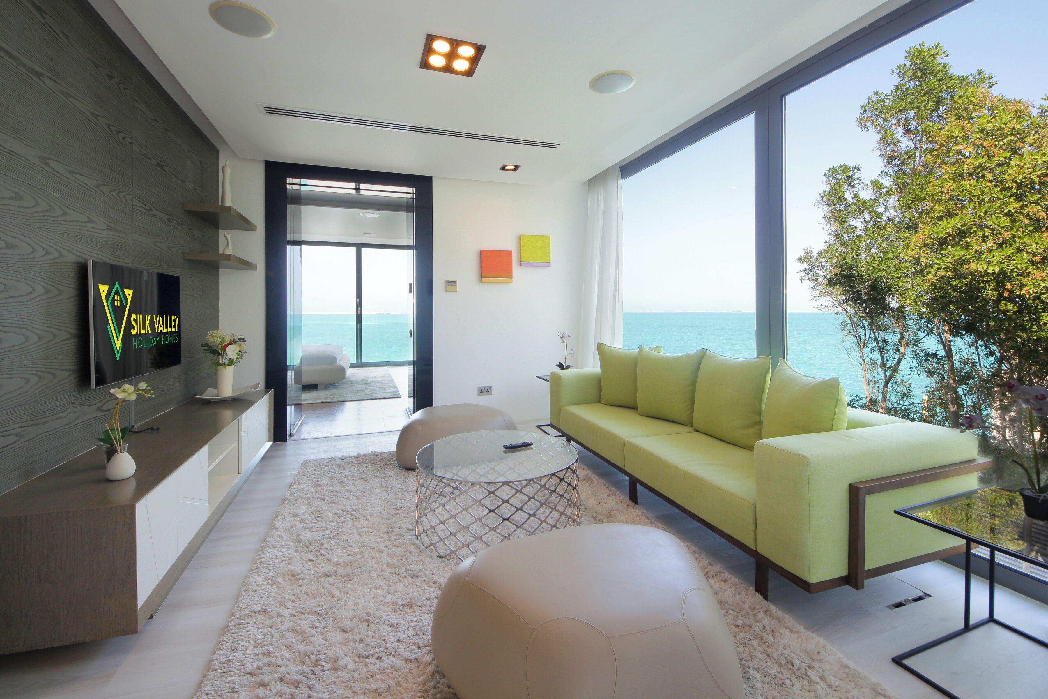 Villa, vista al mar | Área de sala de estar