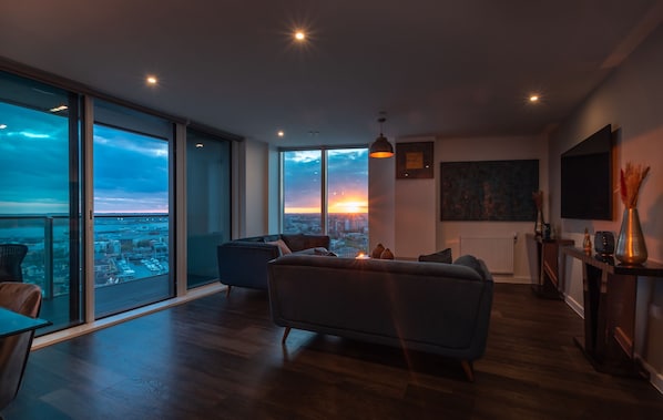 Appartamento Deluxe, 2 camere da letto, vista mare | Lounge