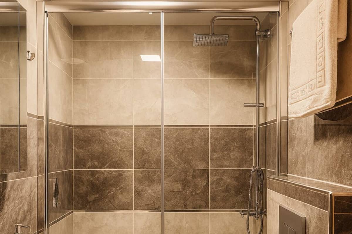 Separate tub and shower, hair dryer, towels, soap