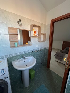 Dusch, hårtork, bidé och toalettpapper