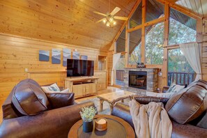 Smart TV, fireplace, video games, books