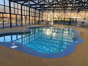 Indoor pool, a heated pool - 4BR Pigeon Forge Cabin | Hot Tub, Sauna, Game Room | 1 Mi to Dollywood, Pool Access, Scenic Views (Pigeon Forge)