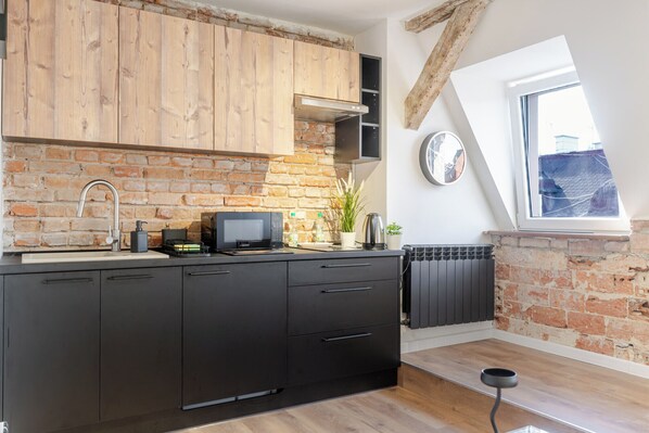 Fridge, microwave, stovetop - Heart of City Studio #2 (Gliwice)