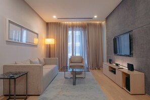 Deluxe Apartment, 1 Bedroom | Desk, laptop workspace, blackout drapes, iron/ironing board - Sfera Residence KLCC (Kuala Lumpur)