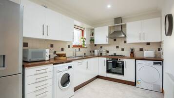 Fridge, microwave, oven, toaster