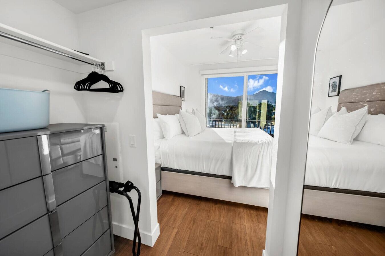 Desk, iron/ironing board, travel crib, WiFi (free)