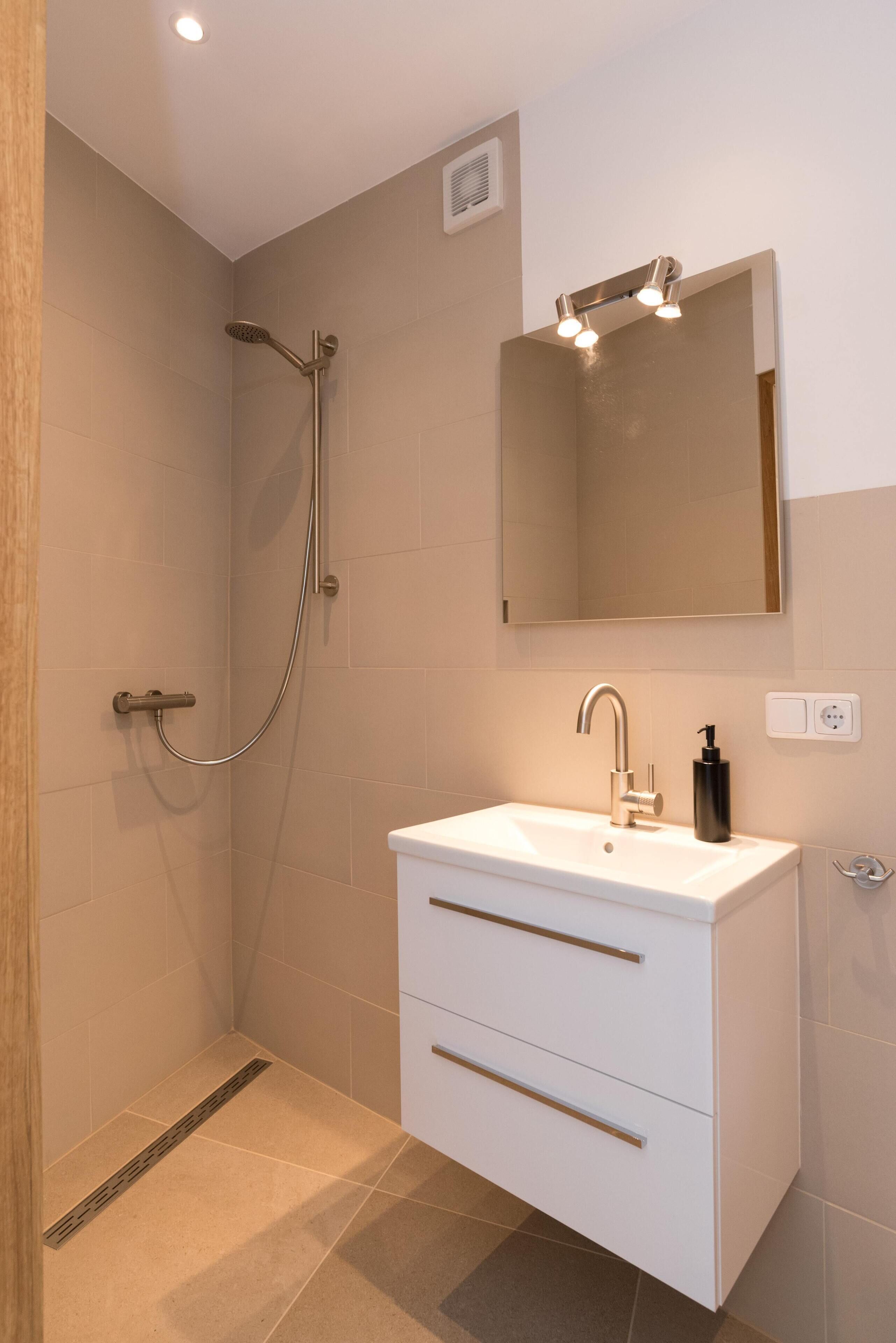 Ducha, secador de pelo, toallas, papel higiénico